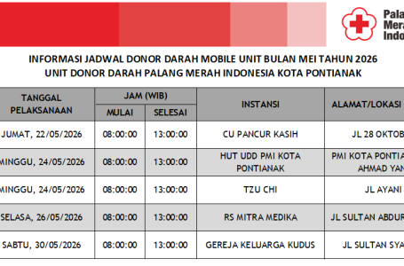 Update Jadwal Donor Darah Mobile Unit Bulan Mei 2026
